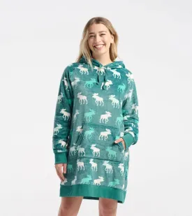 Minty Moose Silhoutte Adult Oversized Fleece Hoodie