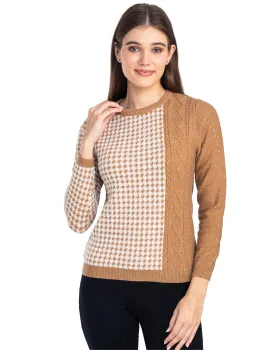 Moda Elementi Knitted sweaters pullover styles Brown Beige