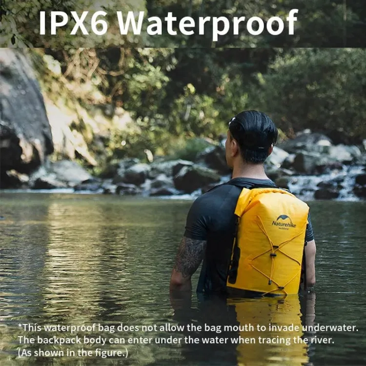 Naturehike Wet Dry IPX6 Waterproof Bag Outdoor Seaside Diving Swimming Rafting Equipment, Color: 40L Yellow