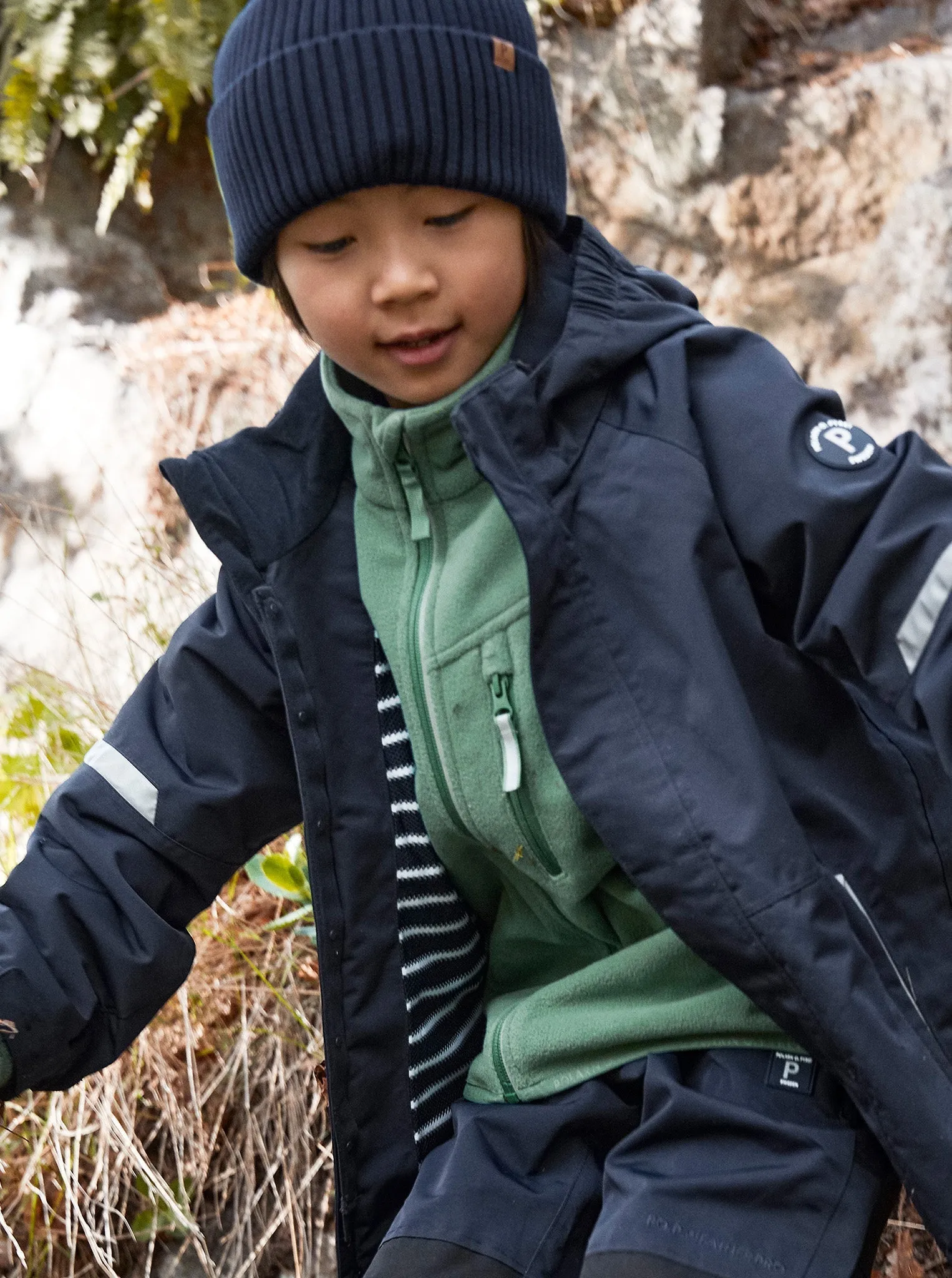 Navy Waterproof Kids School Coat