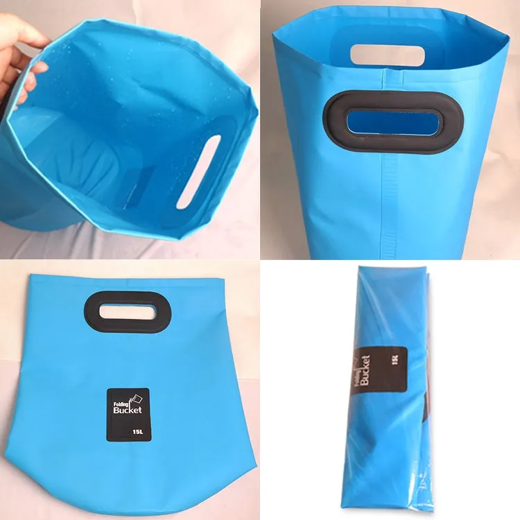 Outdoor Portable Folding Sink PVC Collapsible Bucket, Capacity: 15L (Dark Blue)