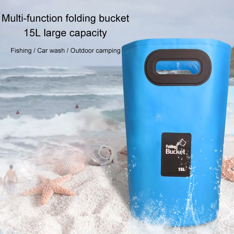 Outdoor Portable Folding Sink PVC Collapsible Bucket, Capacity: 15L (Dark Blue)