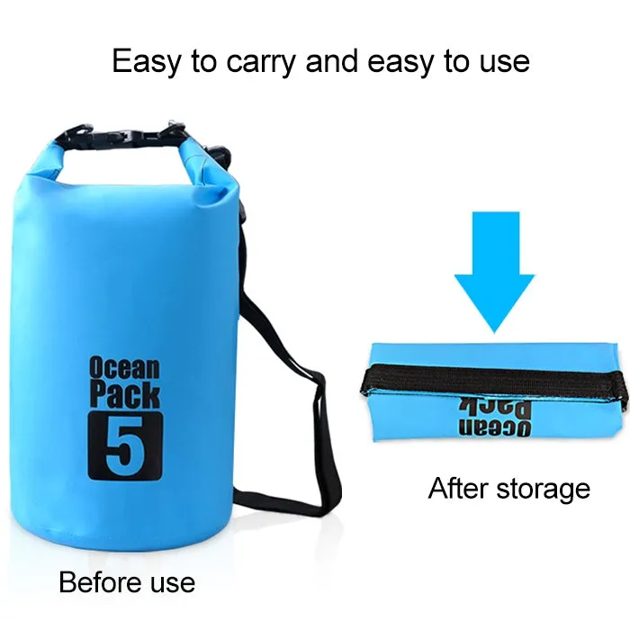 Outdoor Waterproof Double Shoulder Bag Dry Sack PVC Barrel Bag, Capacity: 30L (Sky Blue)