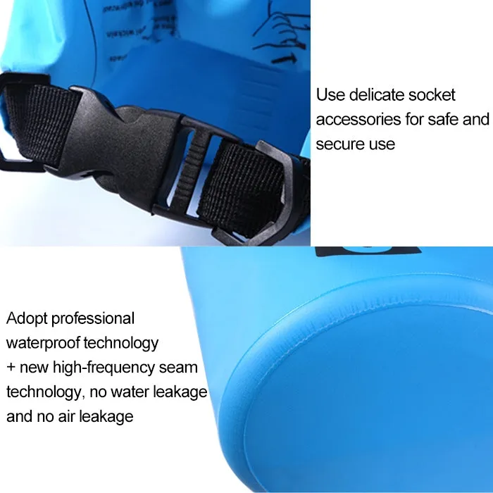 Outdoor Waterproof Double Shoulder Bag Dry Sack PVC Barrel Bag, Capacity: 30L (Sky Blue)