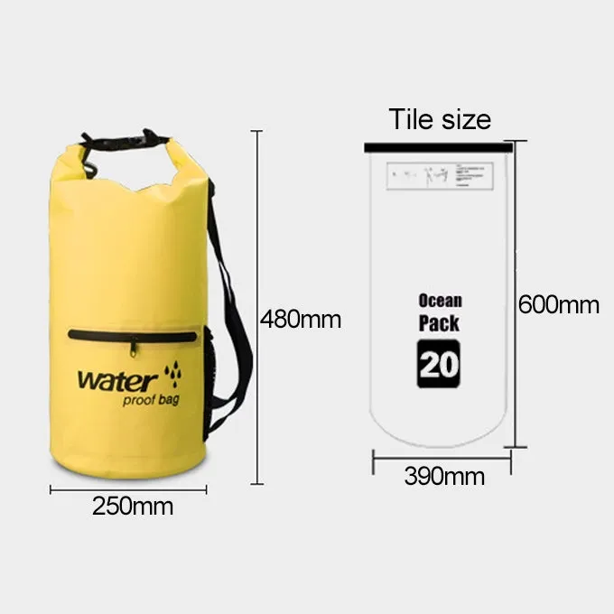 Outdoor Waterproof Dry Dual Shoulder Strap Bag Dry Sack PVC Barrel Bag, Capacity: 20L(Blue)