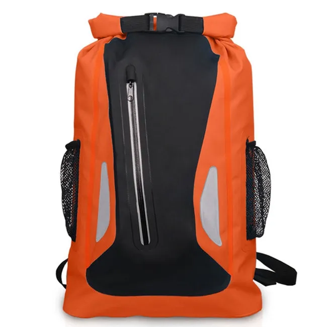 Outdoor Waterproof Dry Dual Shoulder Strap Bag Dry Sack PVC Barrel Bag, Capacity: 25L (Orange)