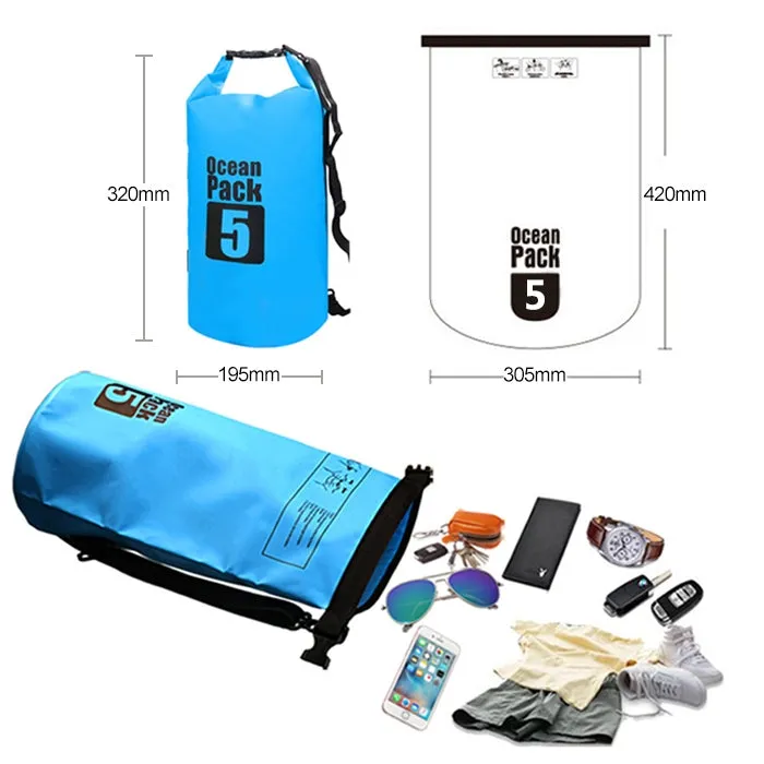 Outdoor Waterproof Single Shoulder Bag Dry Sack PVC Barrel Bag, Capacity: 5L (Black)