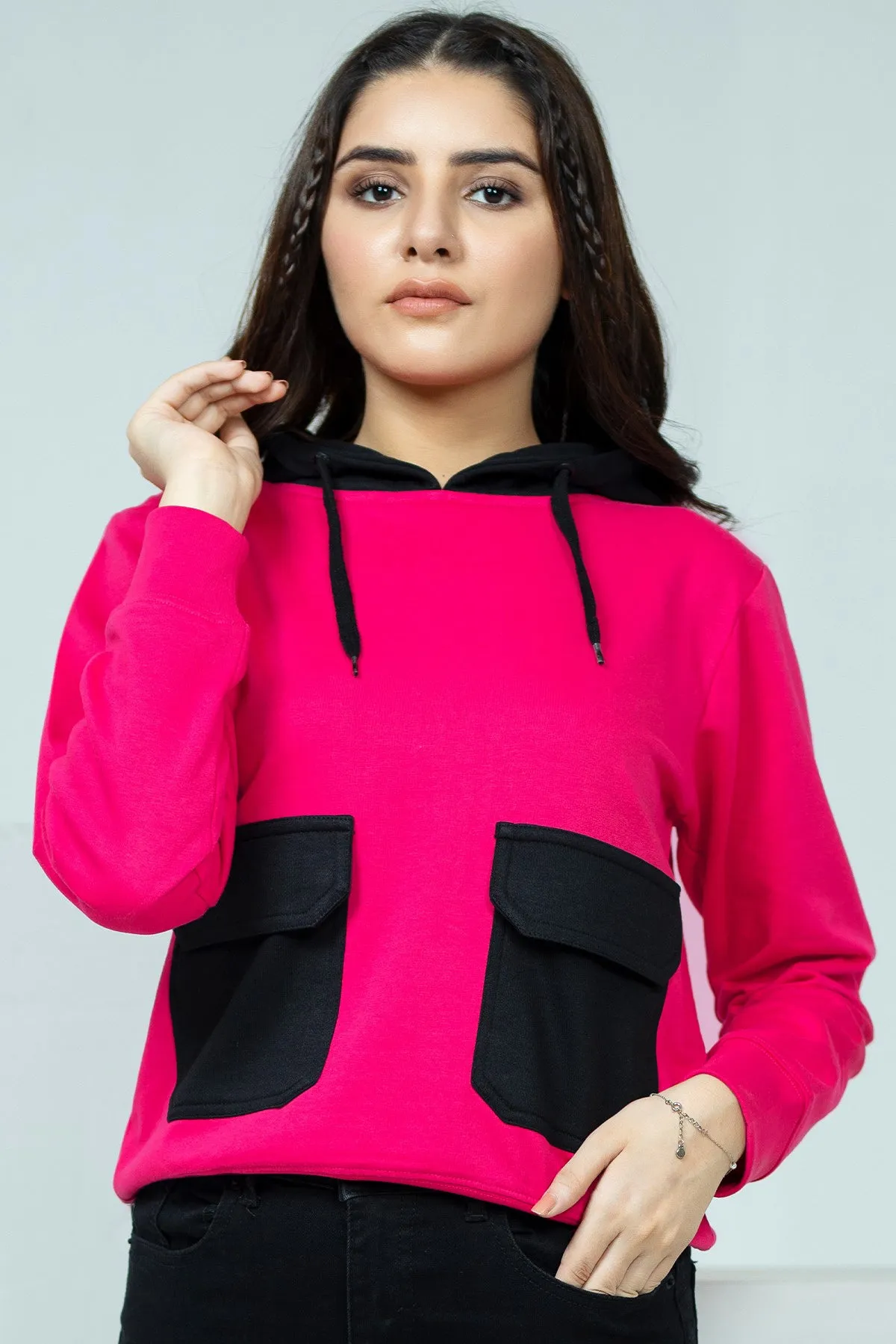 Pink Three Fleece Hoodie - W21 - WH00007