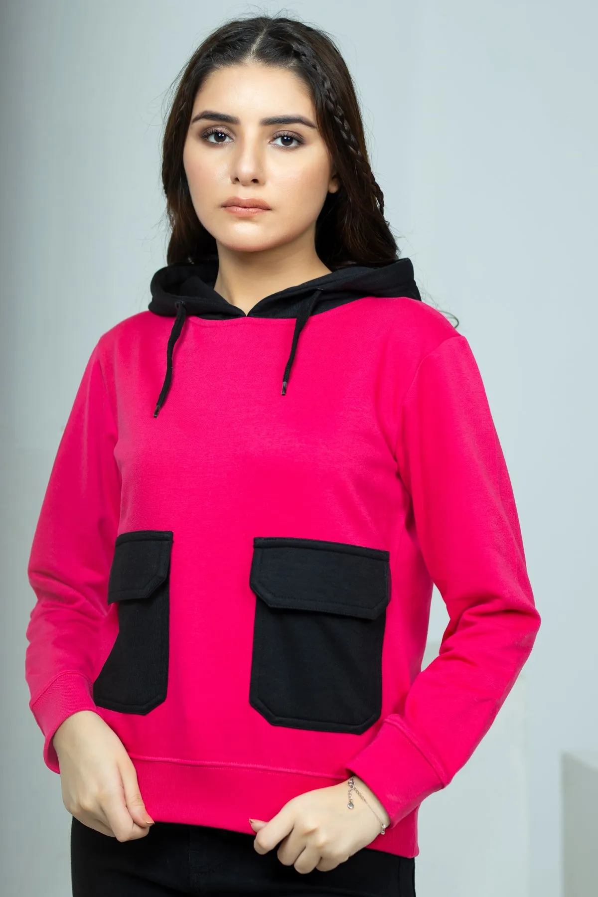 Pink Three Fleece Hoodie - W21 - WH00007