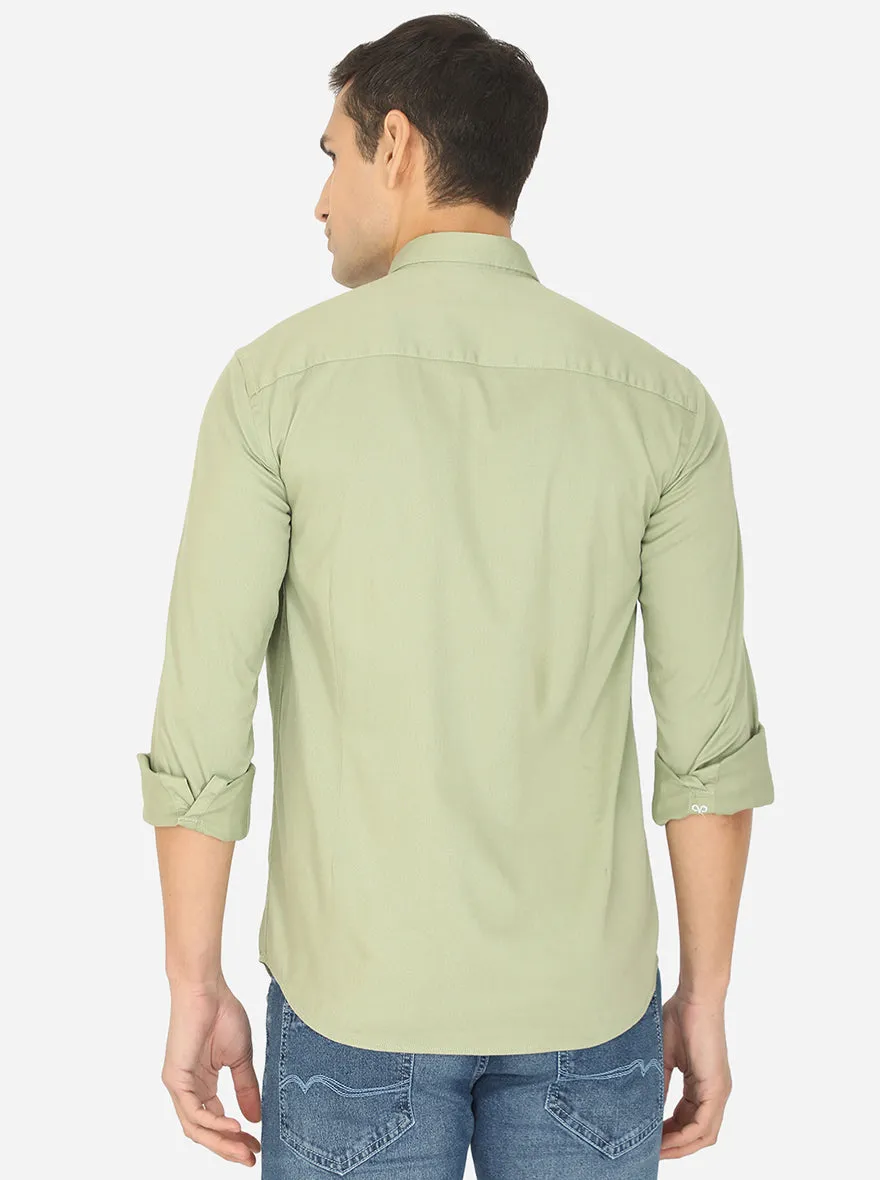 Pista Green Solid Slim Fit Casual Shirt | JadeBlue