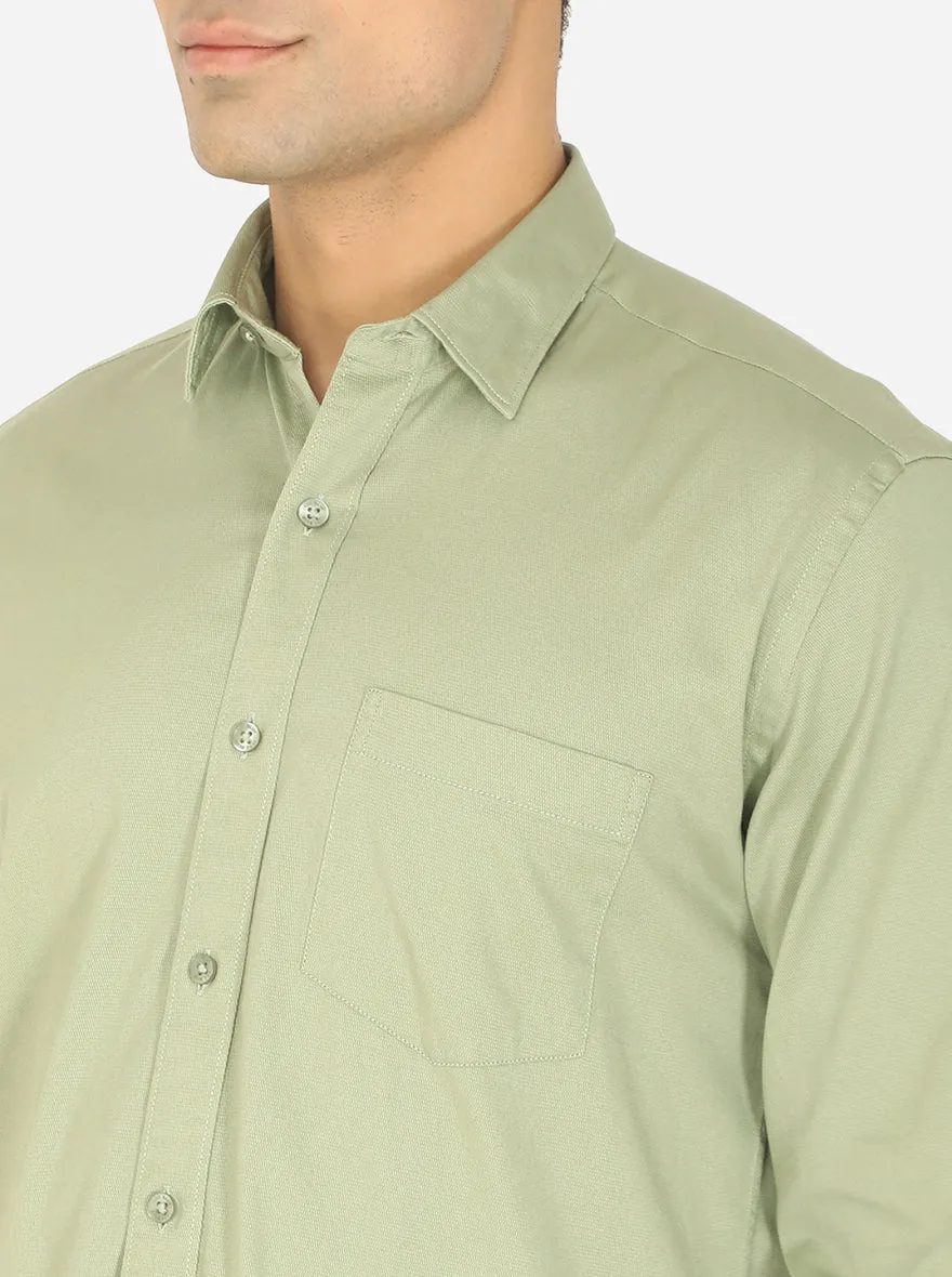 Pista Green Solid Slim Fit Casual Shirt | JadeBlue