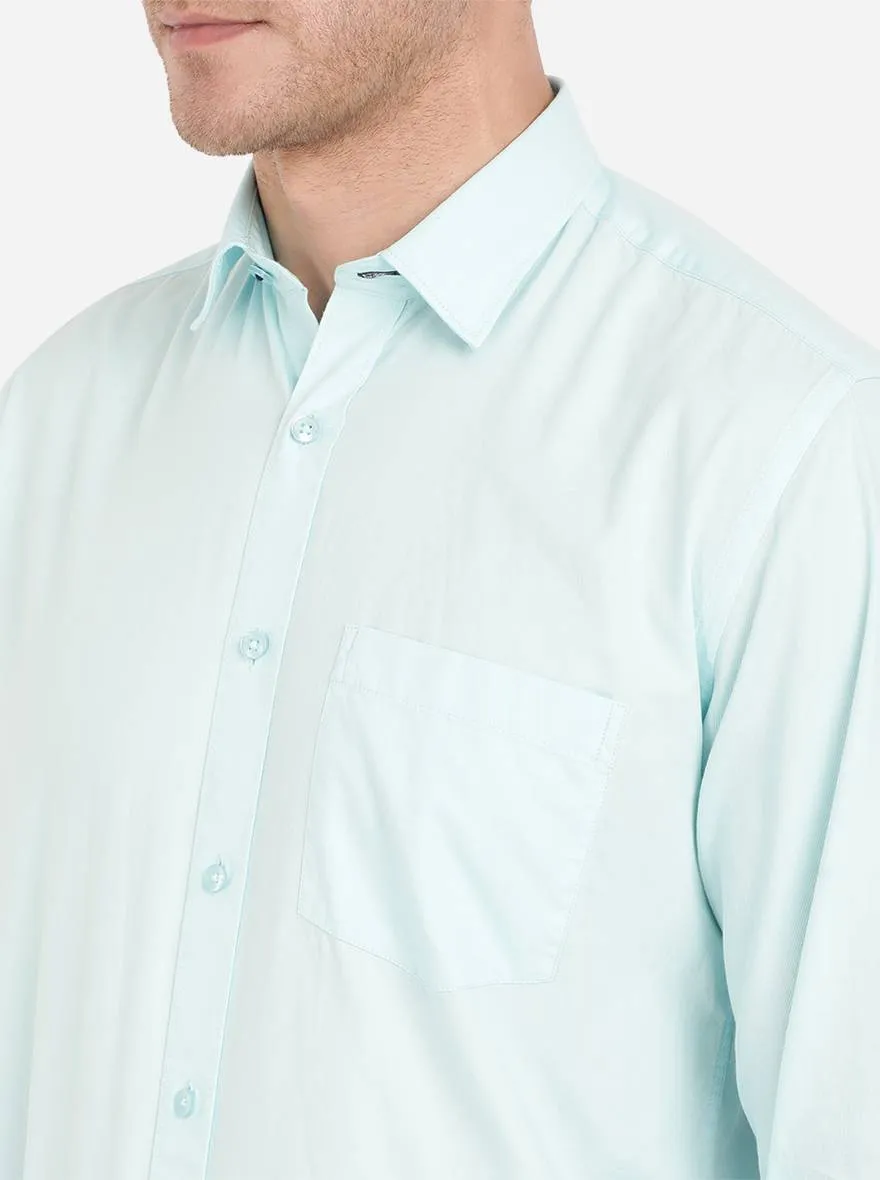 Plume Blue Solid Slim Fit Casual Shirt | Greenfibre