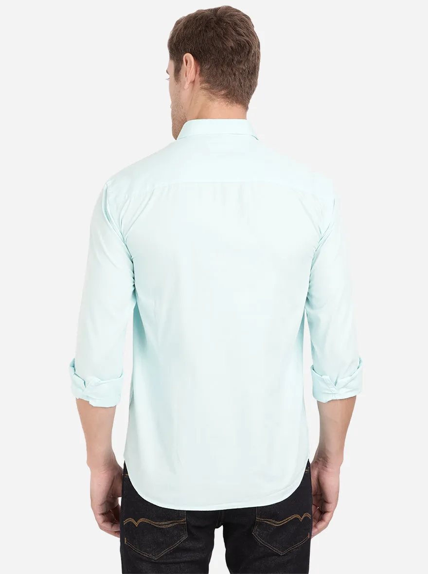 Plume Blue Solid Slim Fit Casual Shirt | Greenfibre