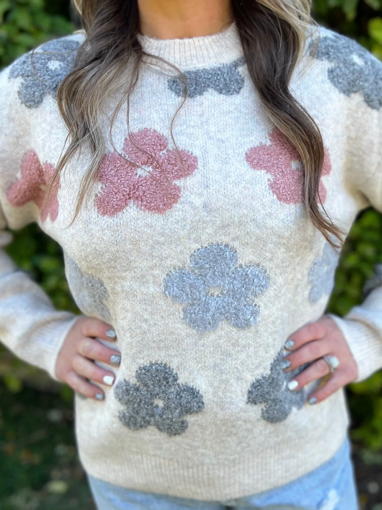 Puff Flower Super Soft Comfy Sweater Top