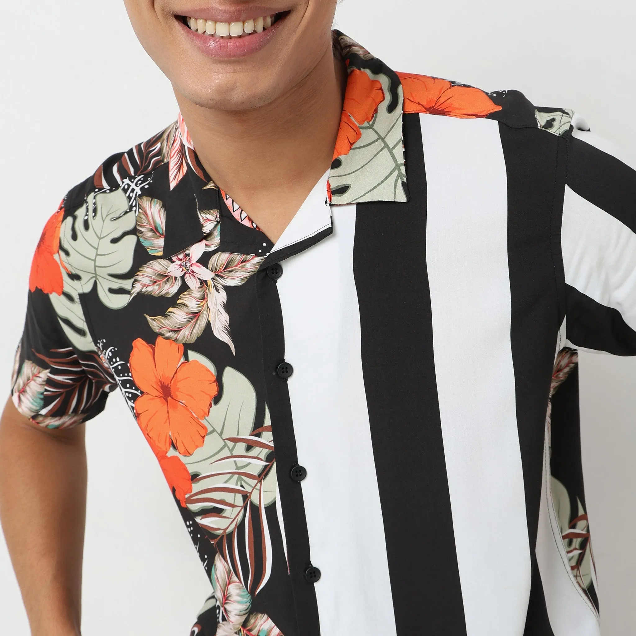 Retreat™ Shirts - 100% Rayon Regular Fit Printed Cuban Collar Shirt