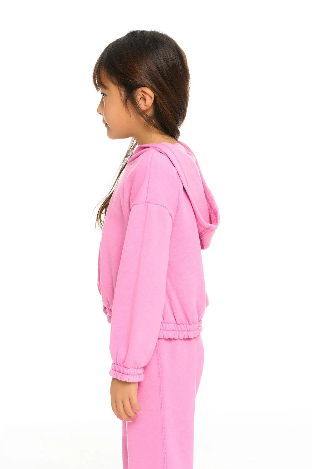 Semi Cropped Shirred Hoodie Pullover