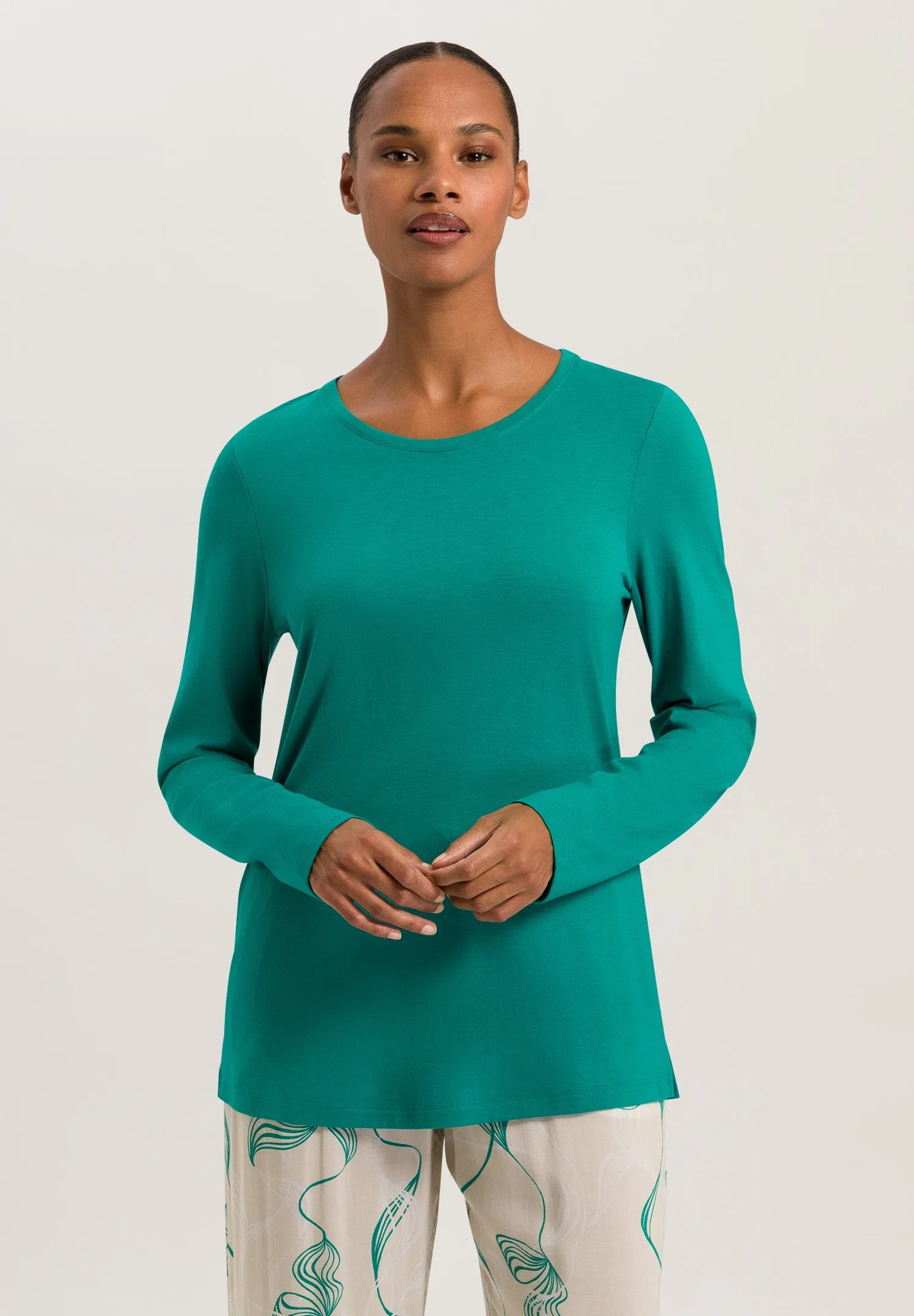 Sleep And Lounge Relaxed Round Neck Top | Peacock 77844-2730