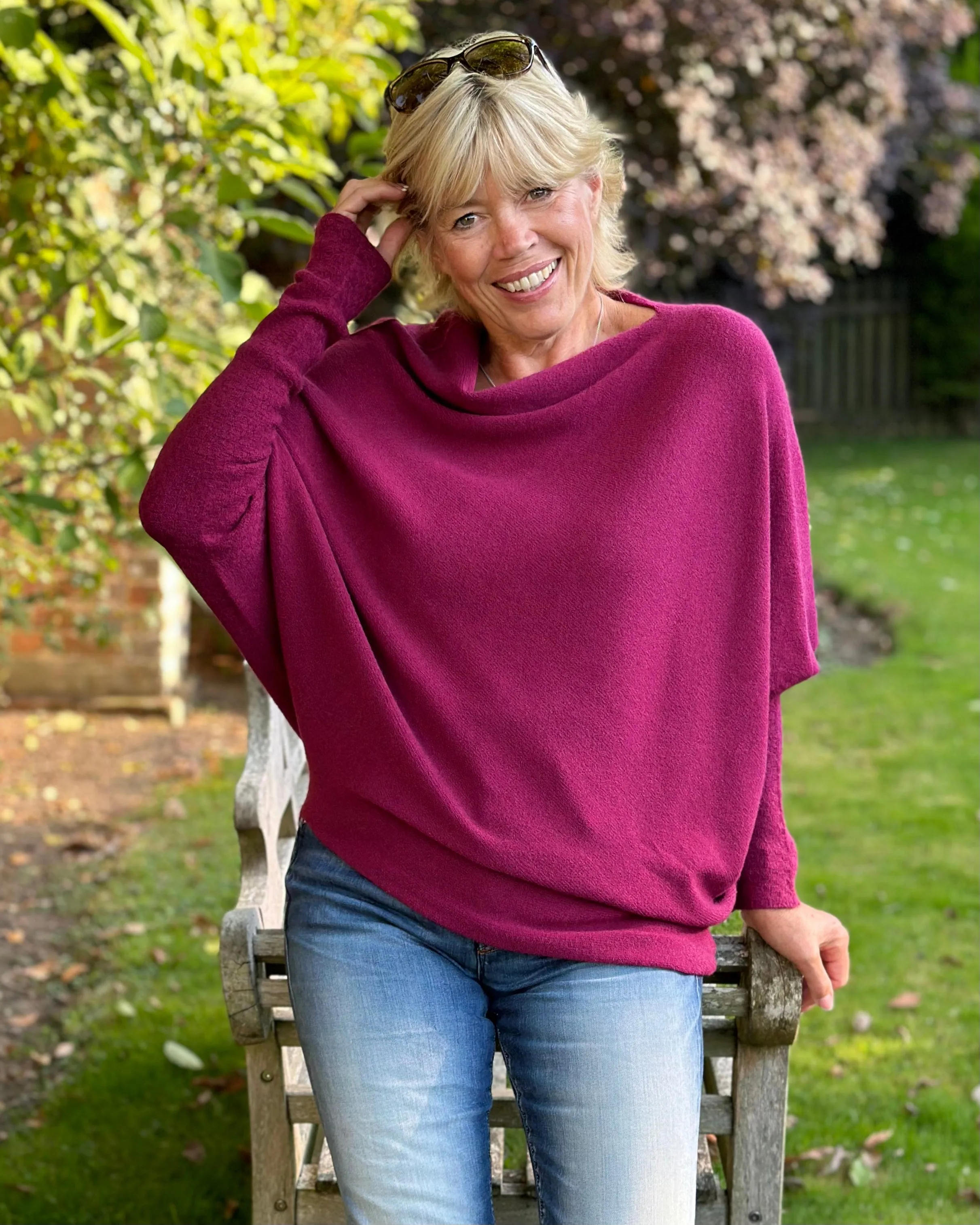 Soft Knit Asymmetric Jumper - Wine