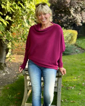 Soft Knit Asymmetric Jumper - Wine