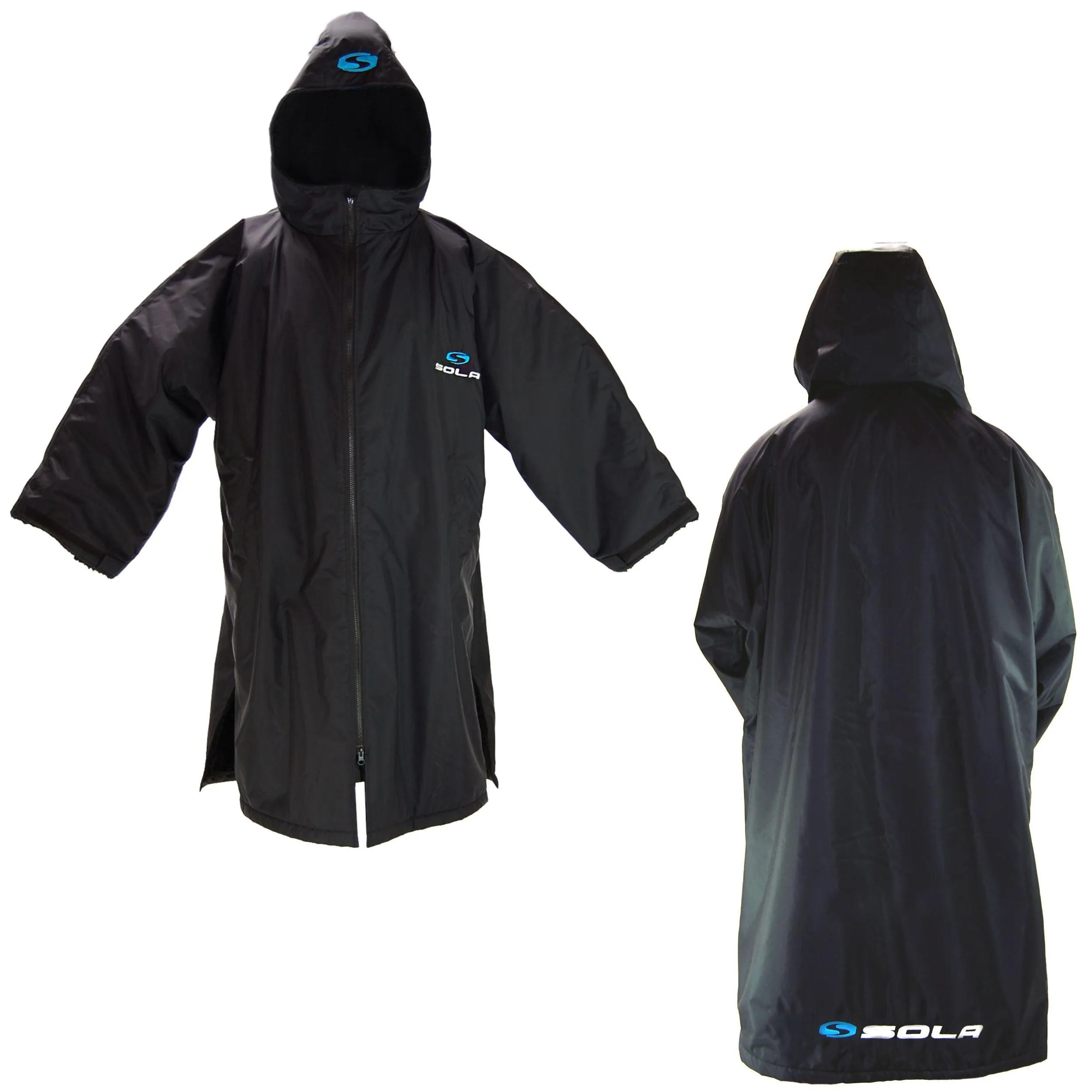 Sola Waterproof Dry Changing Robe Coat Black