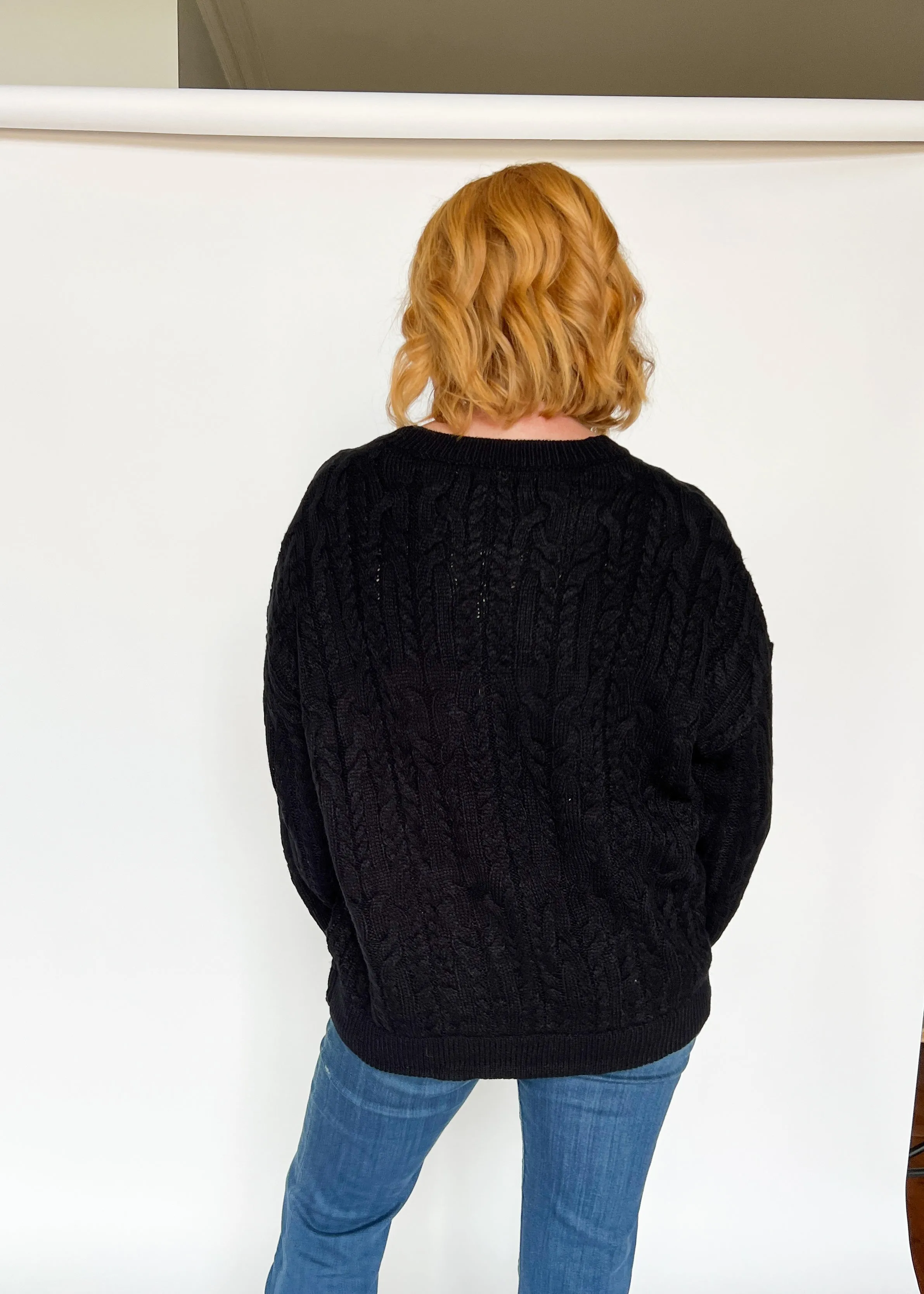 Time Will Tell Cable Knit Sweater Short Set - Black