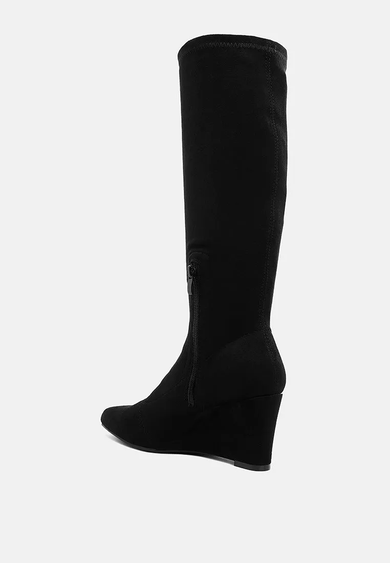 Tulsha Microfiber Wedge Heel Boots