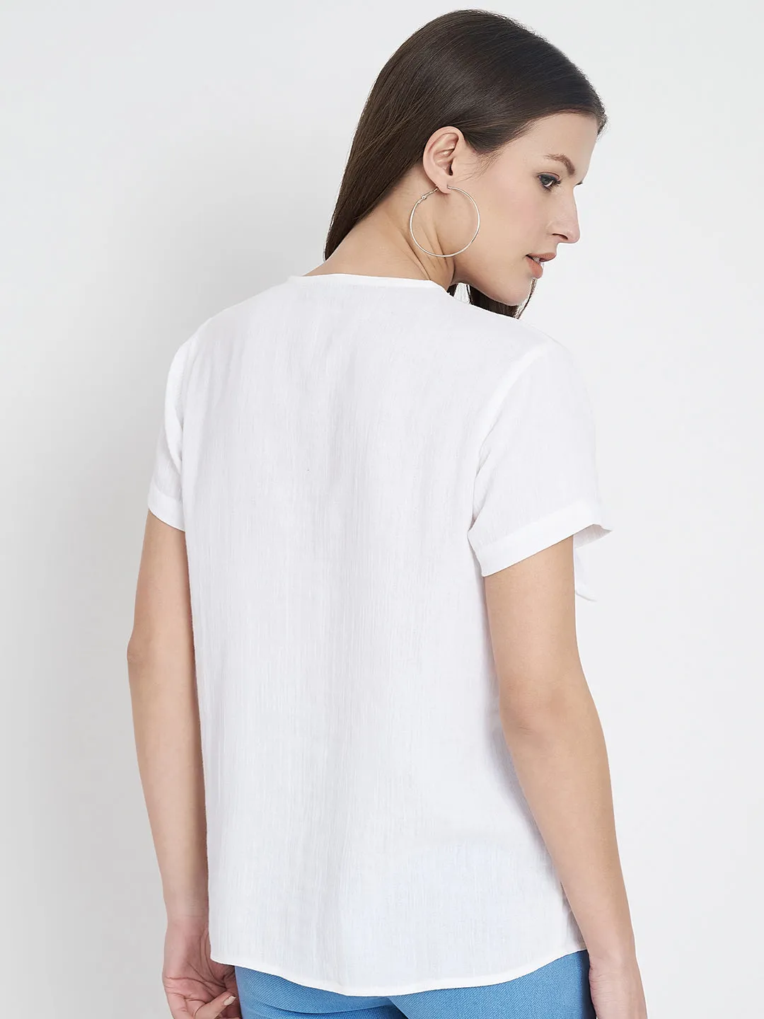 V-Neck Cotton Shirt Style Top