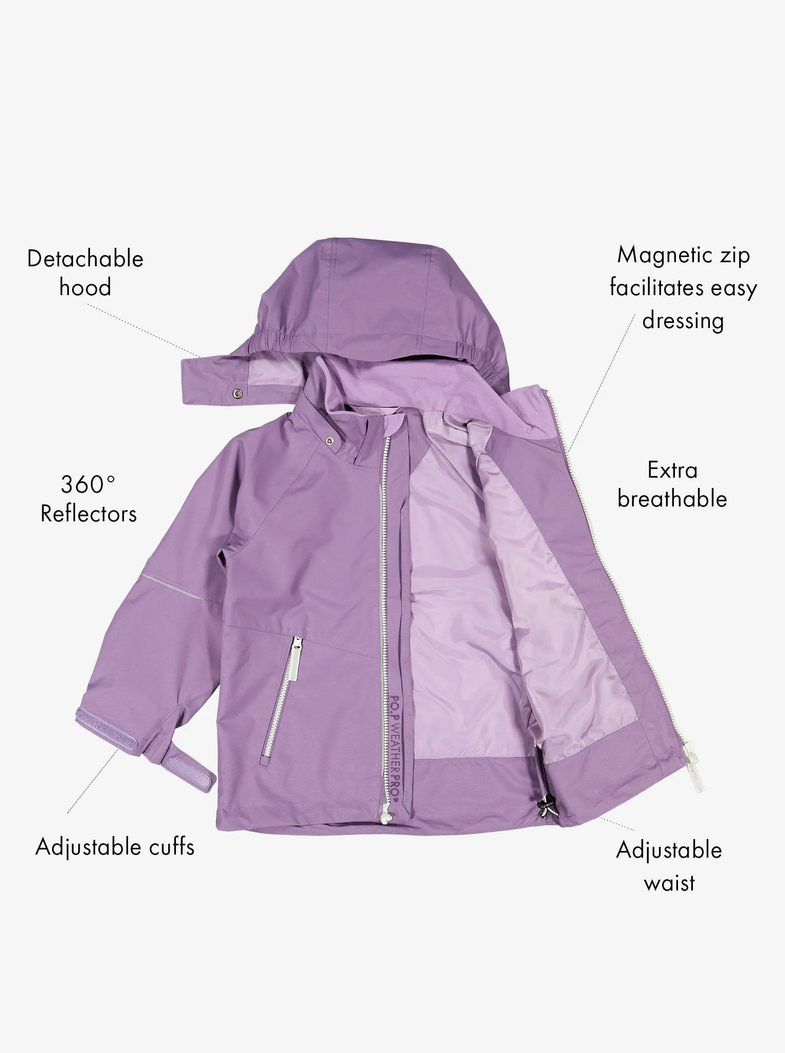 Waterproof Kids Shell Jacket with Magnetic Zip