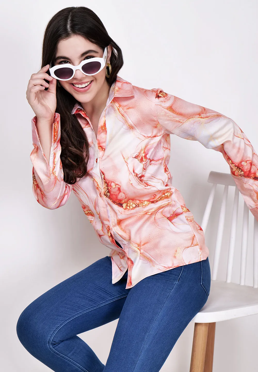 Women Classic Abstract Printed Casual Shirt