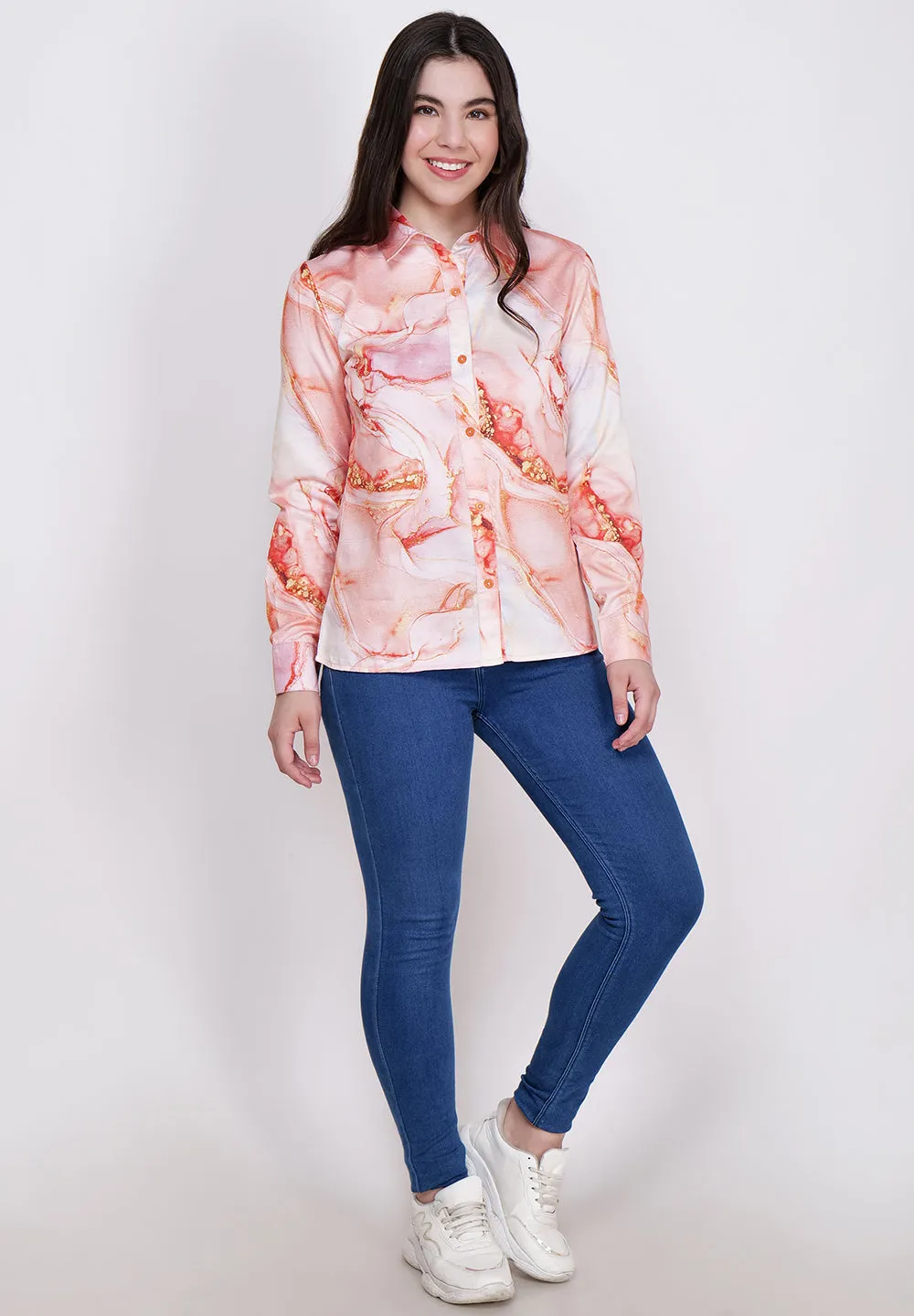 Women Classic Abstract Printed Casual Shirt