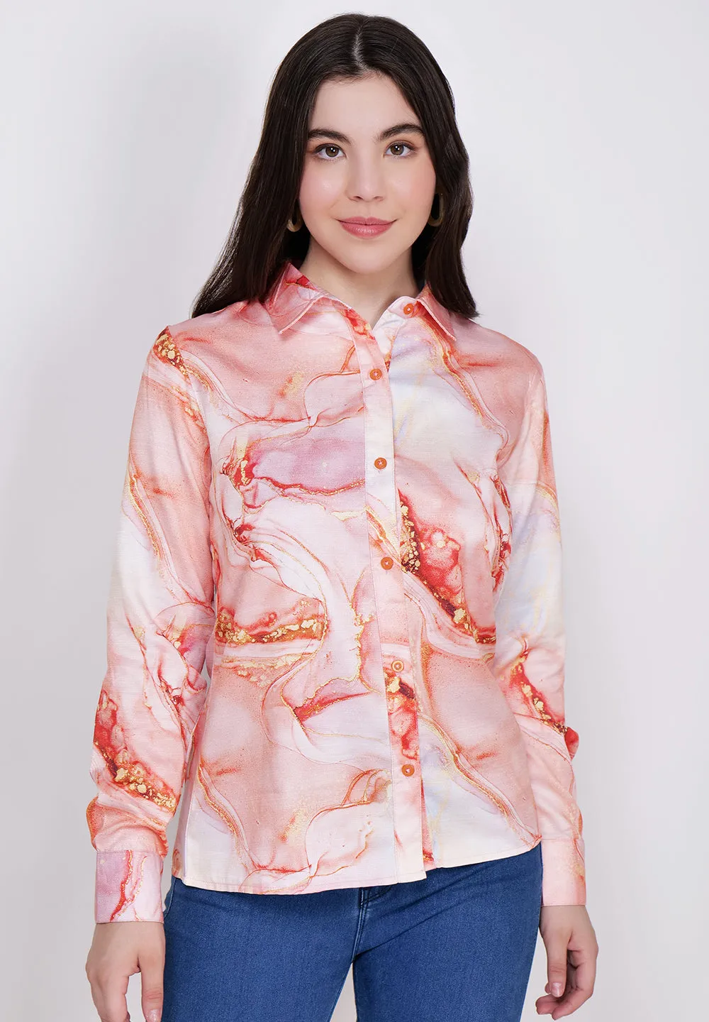 Women Classic Abstract Printed Casual Shirt