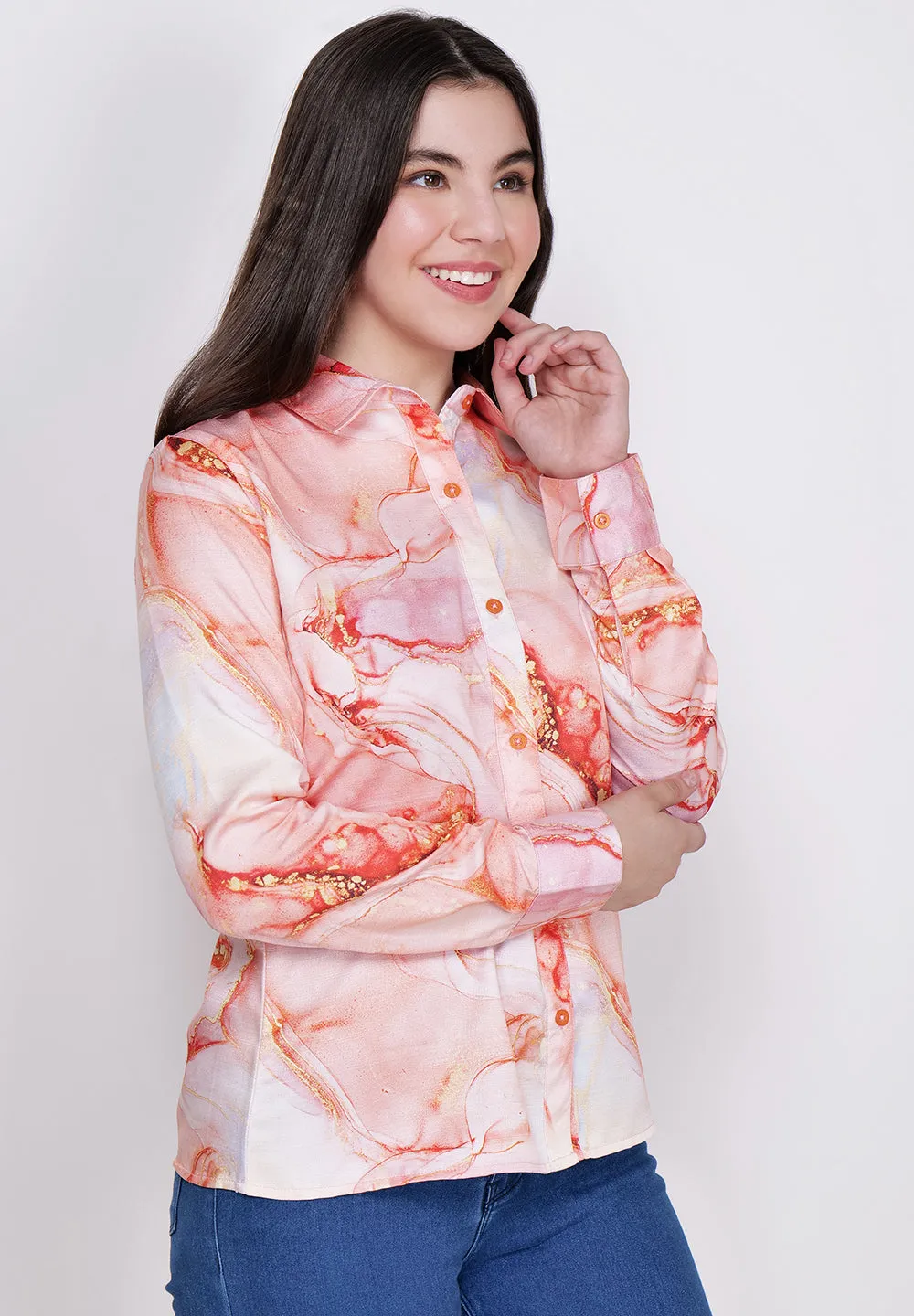 Women Classic Abstract Printed Casual Shirt