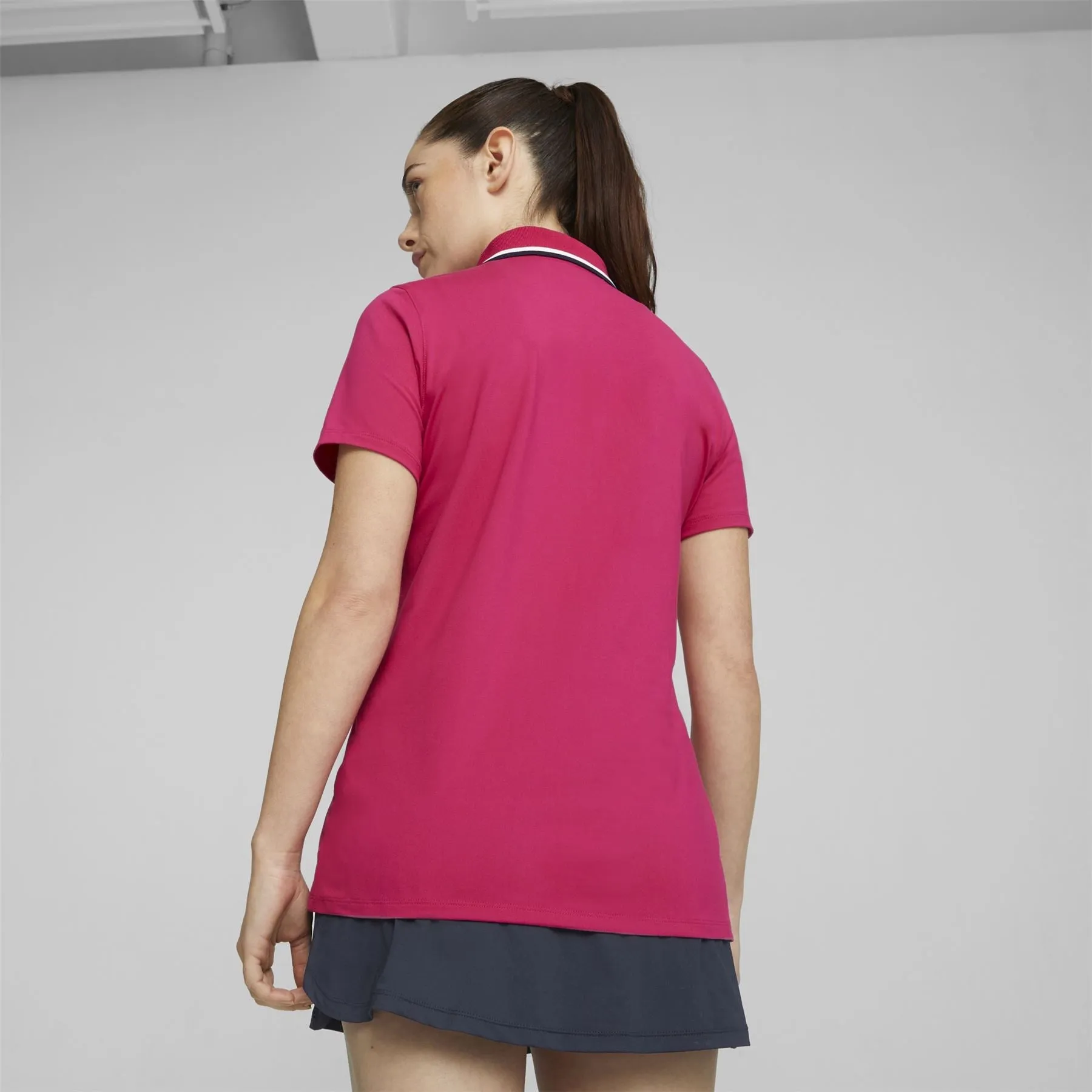 Womens CLOUDSPUN Tipped SS Polo Pinktastic-Navy Blazer - AW23