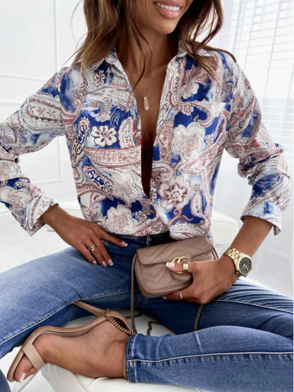 Zebra Stripe Floral Print Long Sleeve Shirt